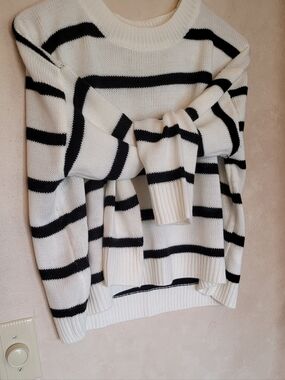 Tie Over-shoulder Crewneck, Brenton Stripe Sweater
